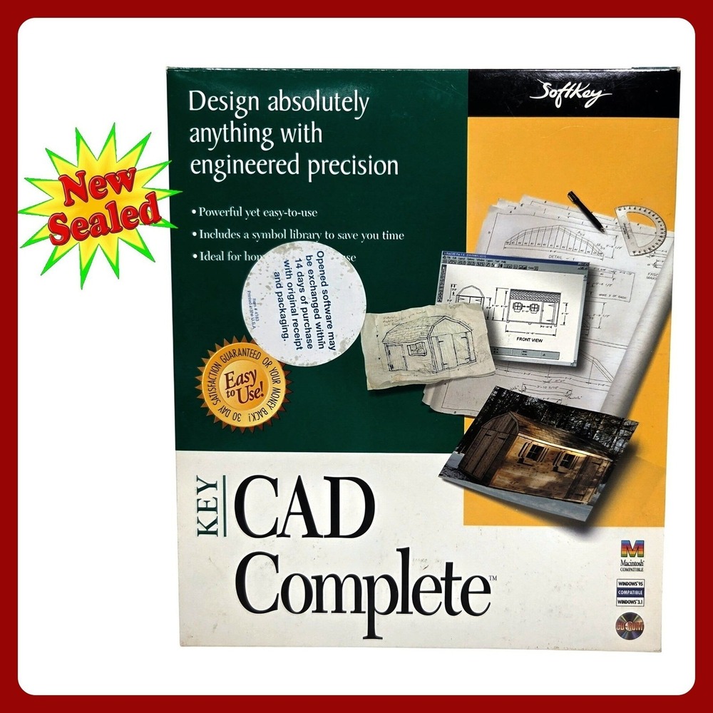 SoftKey Key CAD Complete‎ PC Mac Software CD-ROM Vintage Sealed NWT